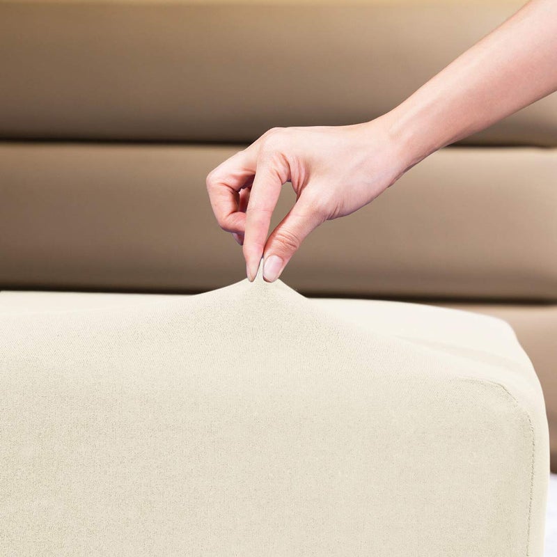 COSMOPLUS Fitted Sheet- COSMOPLUS King Fitted Sheet Onlyï¼ˆNo Flat Sheet or Pillow Shamsï¼‰,4 Way Stretch Micro-Knit,Snug Fit,Wrinkle Free,for Standard Mattress and Air Bed Mattress from 8â€ Up to 14â€,Beige - Image 1